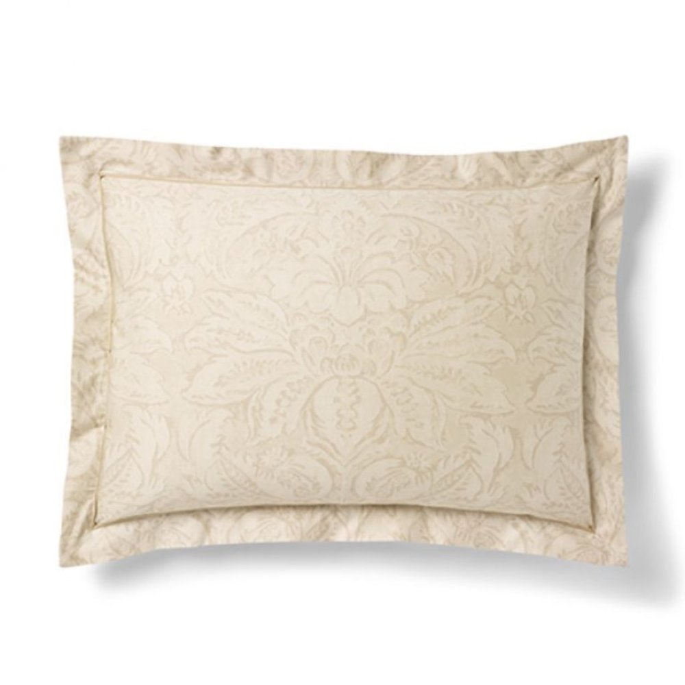$115 RALPH LAUREN Home STANDARD Pillow SHAM Fleur du Roi TAN / GOLD Cotton